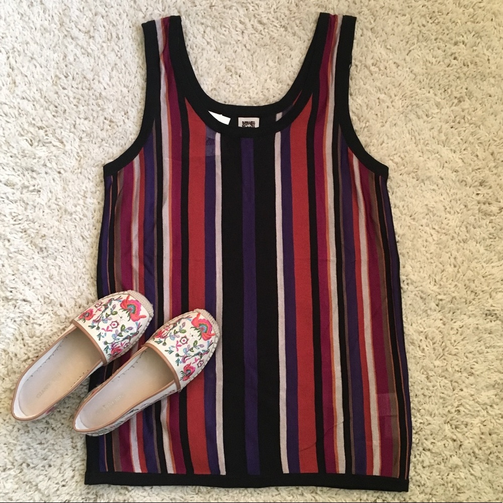 • Anne Klein Sheer Striped Tank Top •